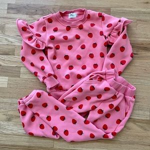 Lola and the Boys Strawberry Ruffle Jogger Set